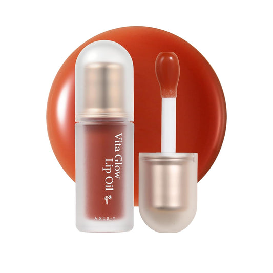AXIS-Y Vita Glow Lip Oil - Nourishing Tinted Lip Gloss with Vitamin E & Ceramide - Long-Lasting Non-Sticky Formula for Dry Lips - Vegan K-Beauty Lip Treatment - 0.13 fl. oz. (Cozy Fig)