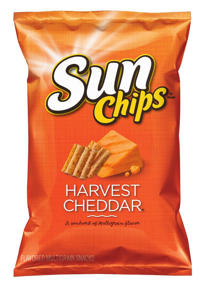 SunChips 100% Whole Grain Chips, Harvest Cheddar, 1 oz Bags, Pack of 40, No Artificial Flavors, Colors