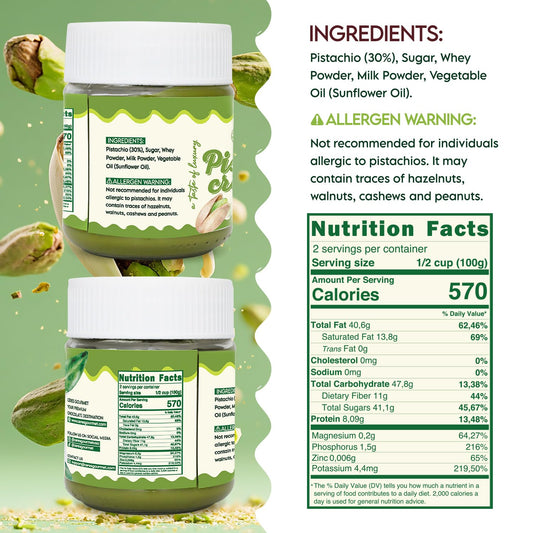 Ceres Gourmet Pistachio Cream Spread – 30% Real Pistacchio Butter, Premium Crema de Pistacho, Glass Jar, Smooth Gluten-Free Pistachio for Desserts & Breakfast, 7 oz