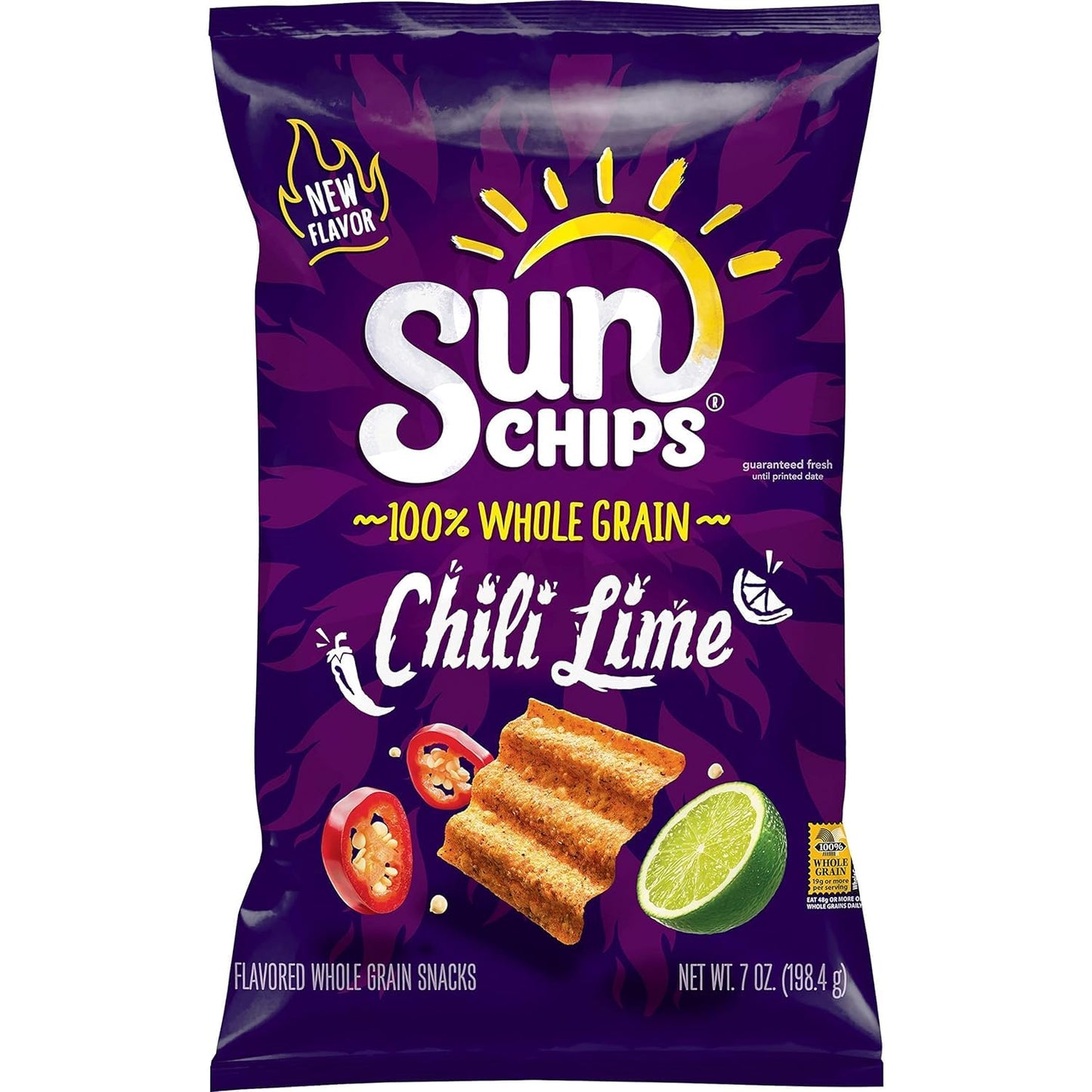 SunChips 100% Whole Grain Chips, Harvest Cheddar, 1 oz Bags, Pack of 40, No Artificial Flavors, Colors