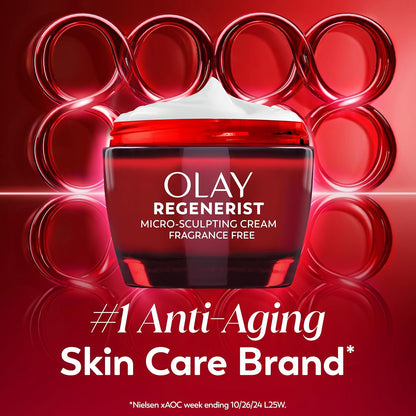 Olay Face Moisturizer, Regenerist Micro-Sculpting Cream for Women, Fragrance-Free - Anti-Aging, Anti-Wrinkle, Firming Skin Care - Triple Collagen Cream, Peptide, Hyaluronic Acid, Niacinamide, 2.6oz
