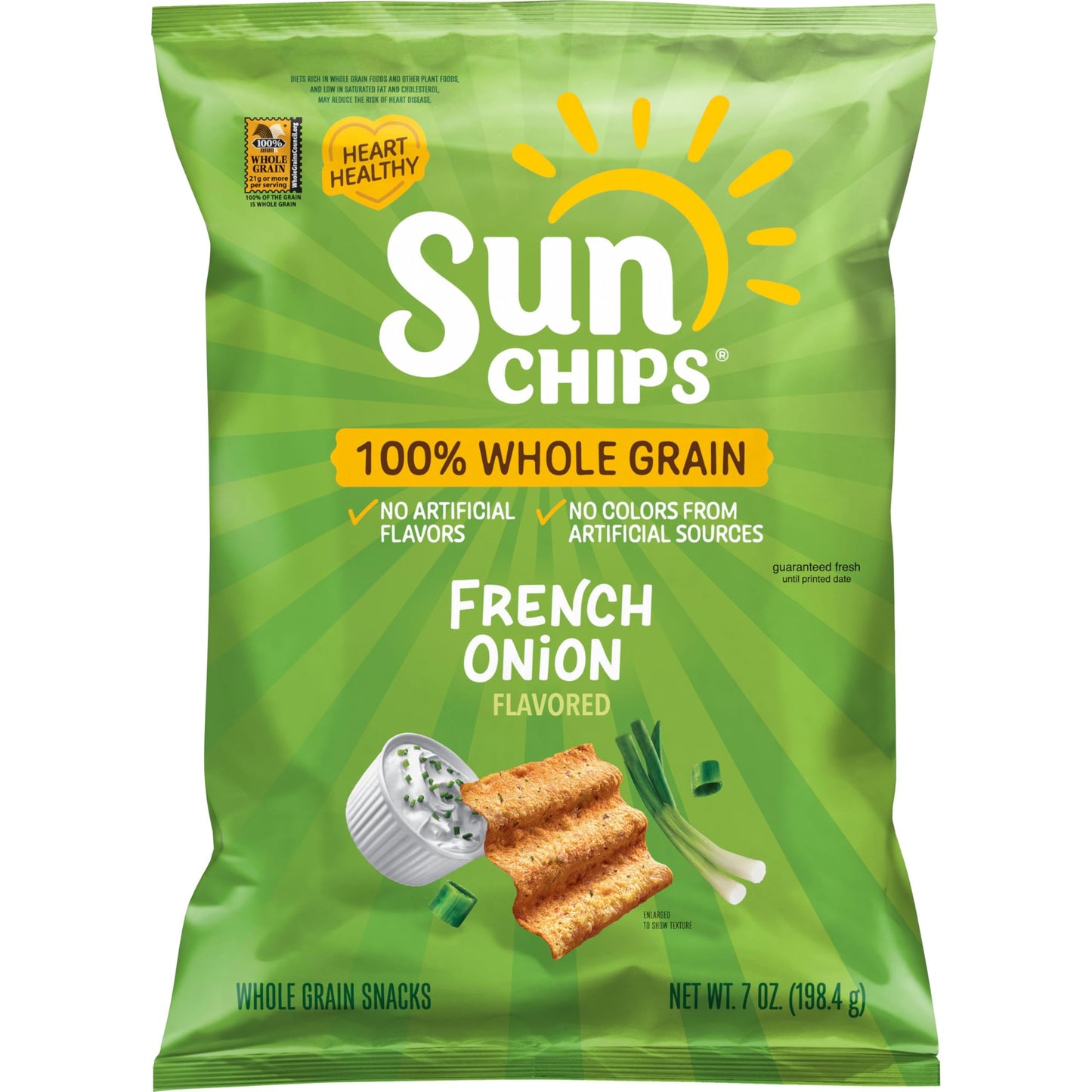 SunChips 100% Whole Grain Chips, Harvest Cheddar, 1 oz Bags, Pack of 40, No Artificial Flavors, Colors