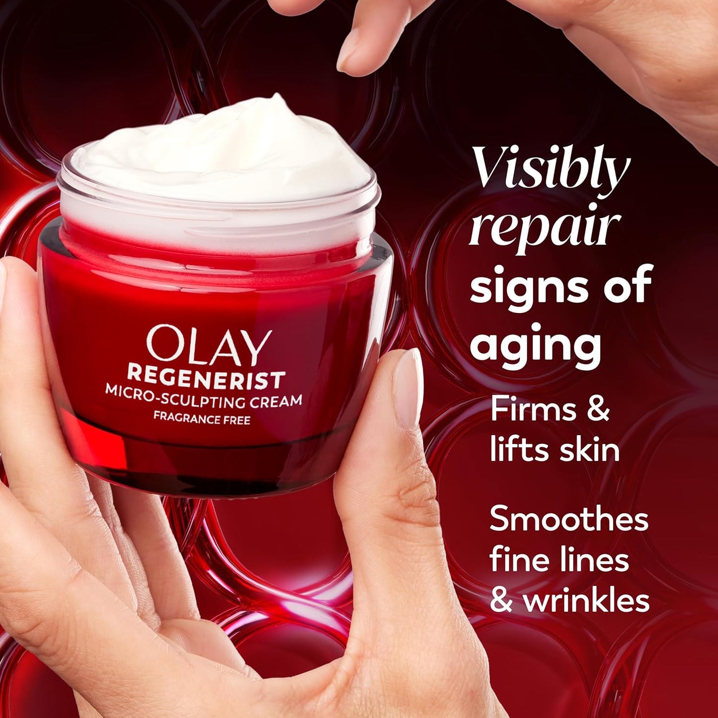 Olay Face Moisturizer, Regenerist Micro-Sculpting Cream for Women, Fragrance-Free - Anti-Aging, Anti-Wrinkle, Firming Skin Care - Triple Collagen Cream, Peptide, Hyaluronic Acid, Niacinamide, 2.6oz