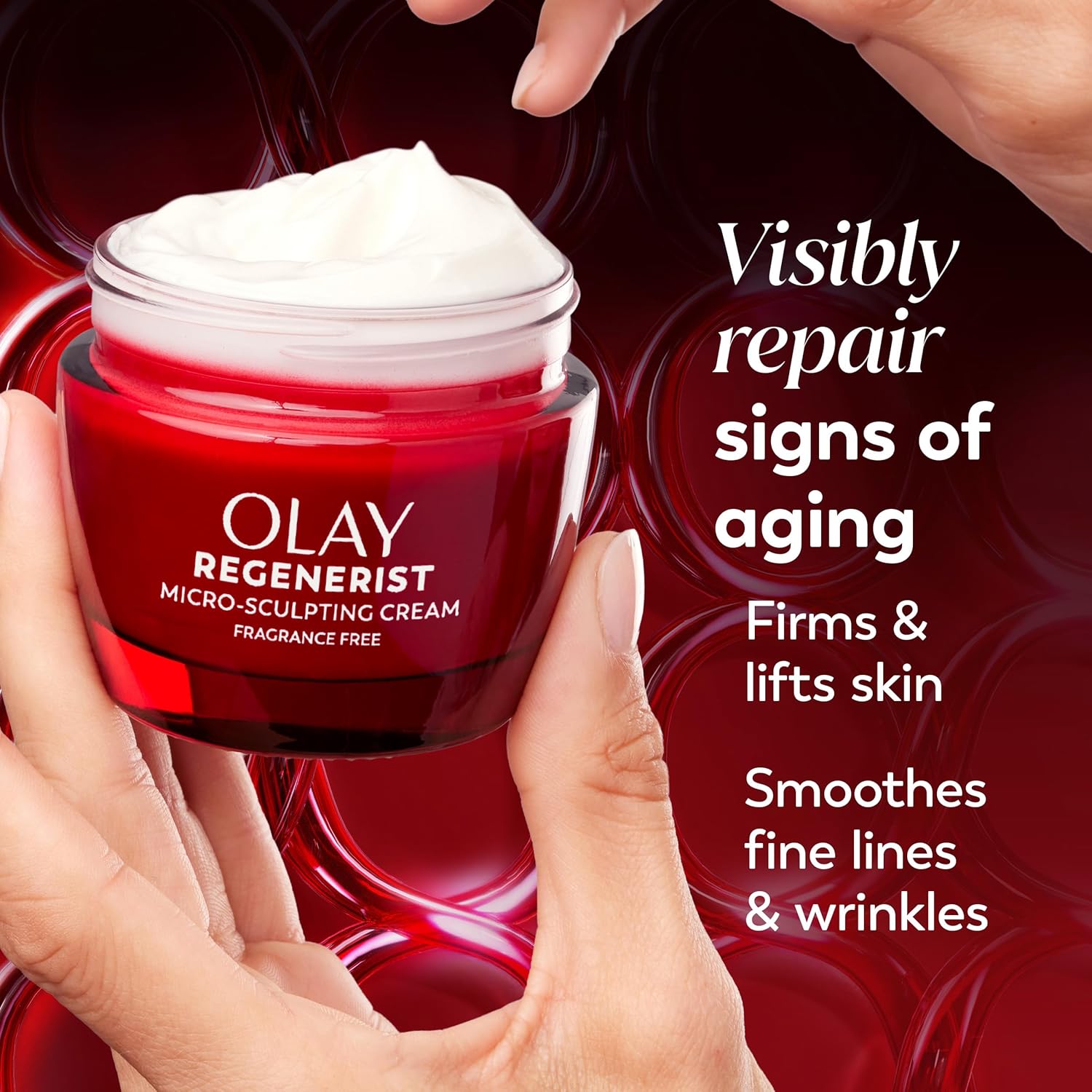 Olay Face Moisturizer, Regenerist Micro-Sculpting Cream for Women, Fragrance-Free - Anti-Aging, Anti-Wrinkle, Firming Skin Care - Triple Collagen Cream, Peptide, Hyaluronic Acid, Niacinamide, 2.6oz