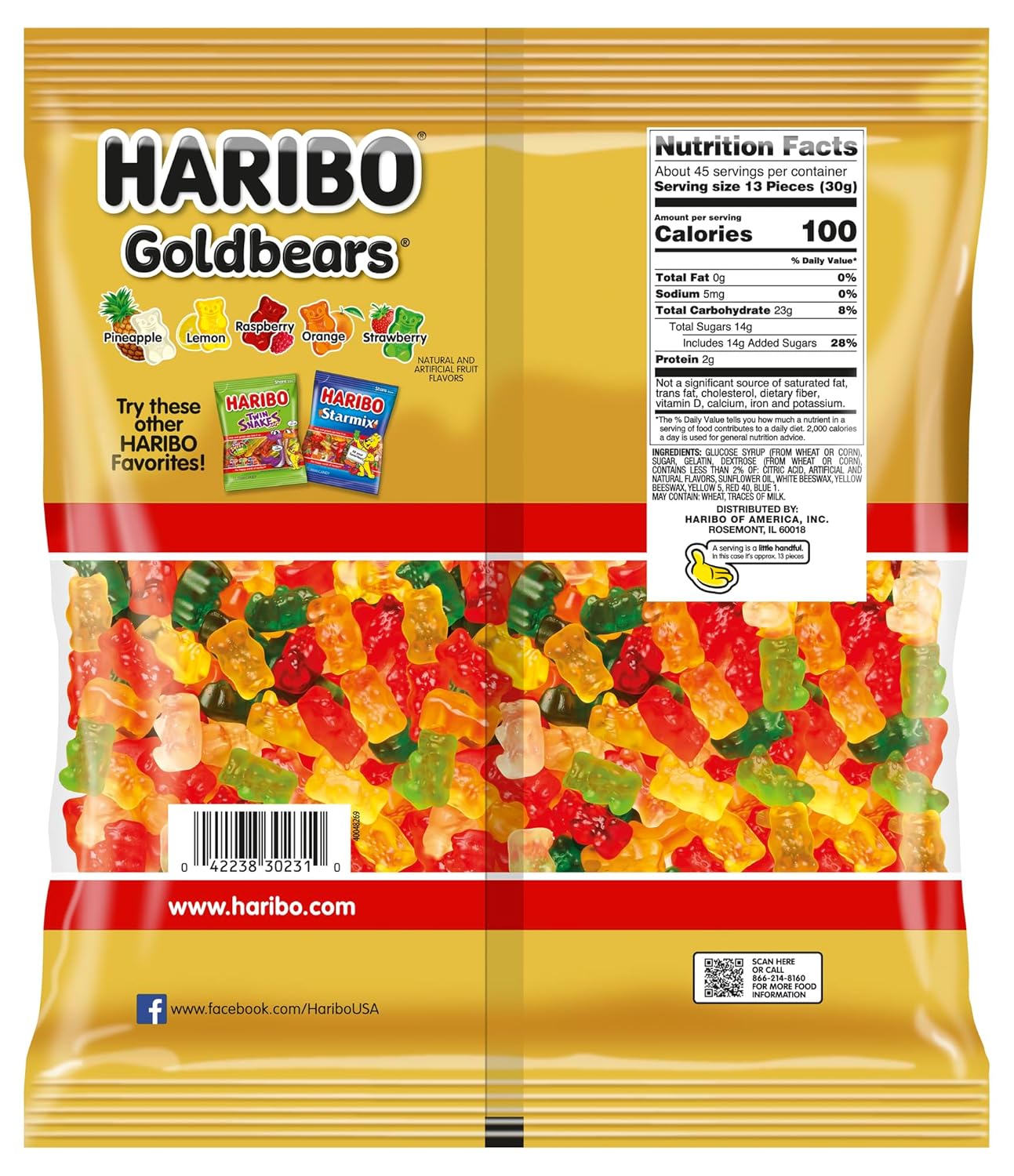HARIBO Goldbears, Gummi Candy, 3 lb Bag, Assorted Flavors