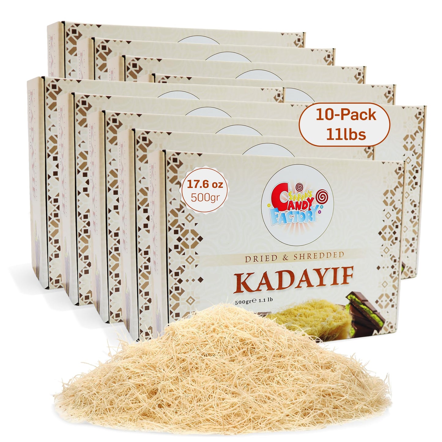Kataifi Shredded Fillo Dough, Kadayif Shredded for Dubai Chocolate Filling, Katifi for Dubai Chocolate Bar, Knafeh Phyllo Dough, Kunafa 500g (17.6 oz- Single Pack)