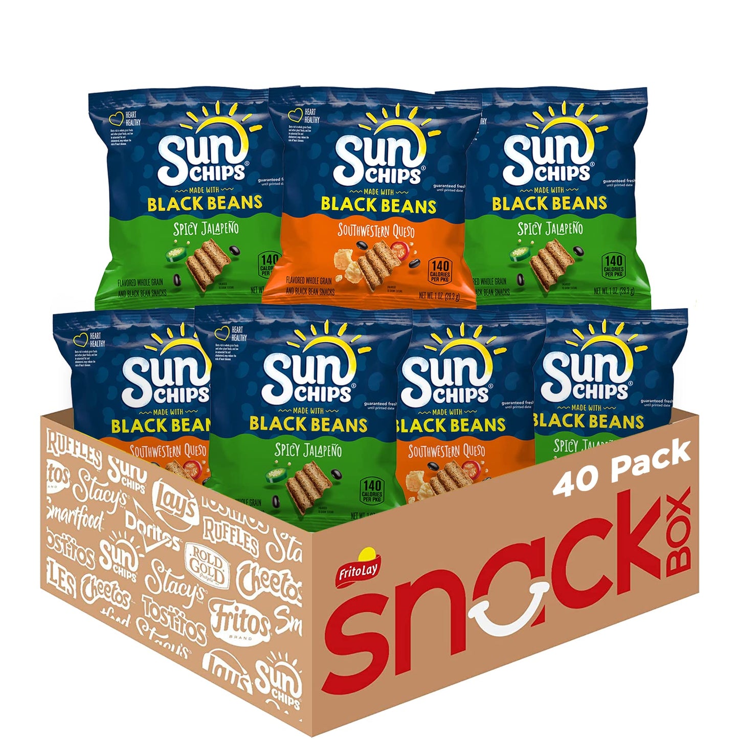 SunChips 100% Whole Grain Chips, Harvest Cheddar, 1 oz Bags, Pack of 40, No Artificial Flavors, Colors