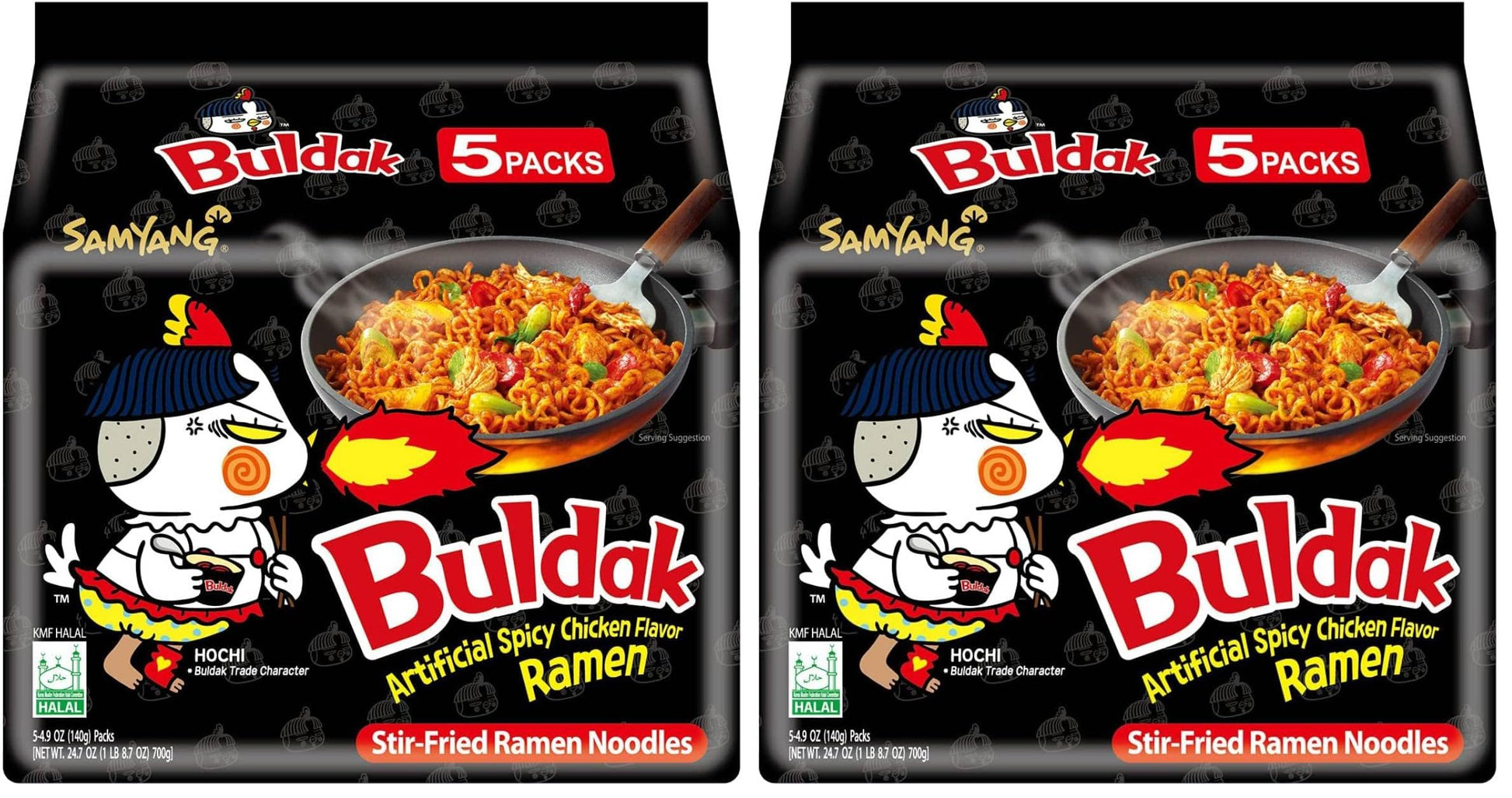 Samyang Buldak Spicy Ramen, Hot Chicken Ramen, Korean Stir-Fried Instant Noodle, Original, 1 Bag with 5 Pack