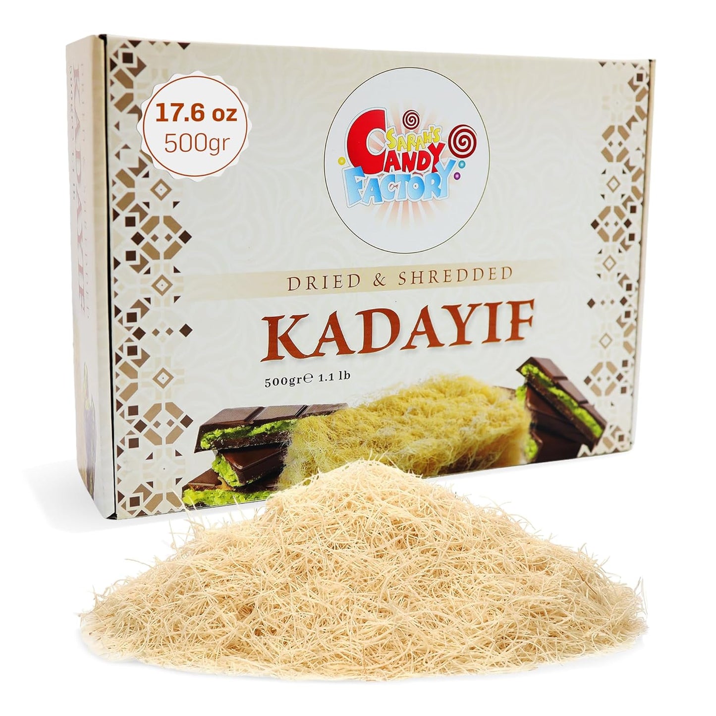Kataifi Shredded Fillo Dough, Kadayif Shredded for Dubai Chocolate Filling, Katifi for Dubai Chocolate Bar, Knafeh Phyllo Dough, Kunafa 500g (17.6 oz- Single Pack)