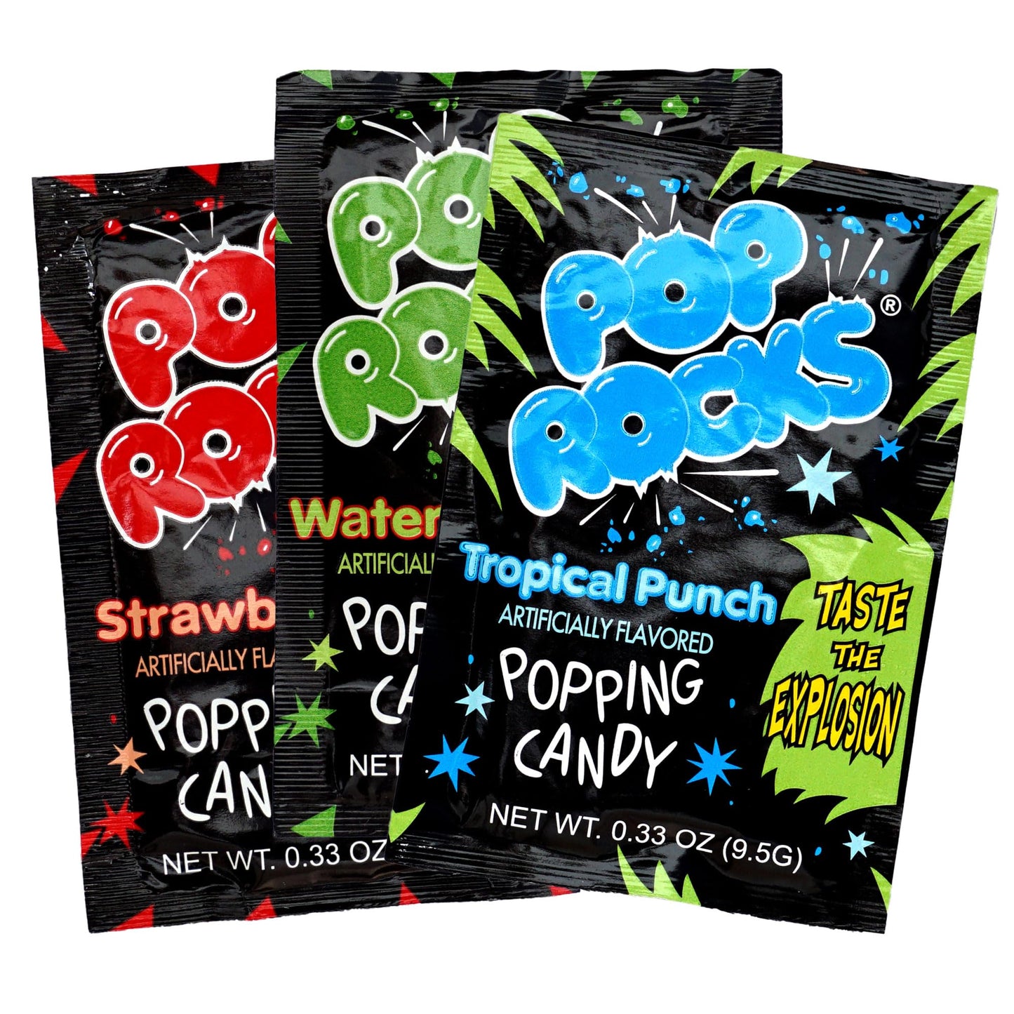 The Hampton Candy Company Pop Rocks Candy 9 Pack, 3 Flavors of Each - Watermelon, Strawberry, Tropical Punch