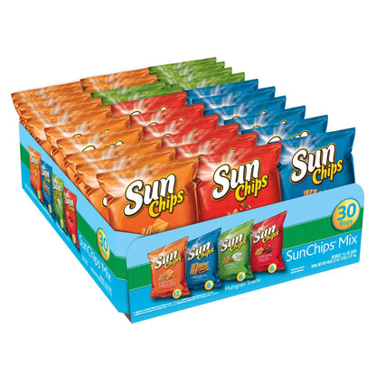 SunChips 100% Whole Grain Chips, Harvest Cheddar, 1 oz Bags, Pack of 40, No Artificial Flavors, Colors
