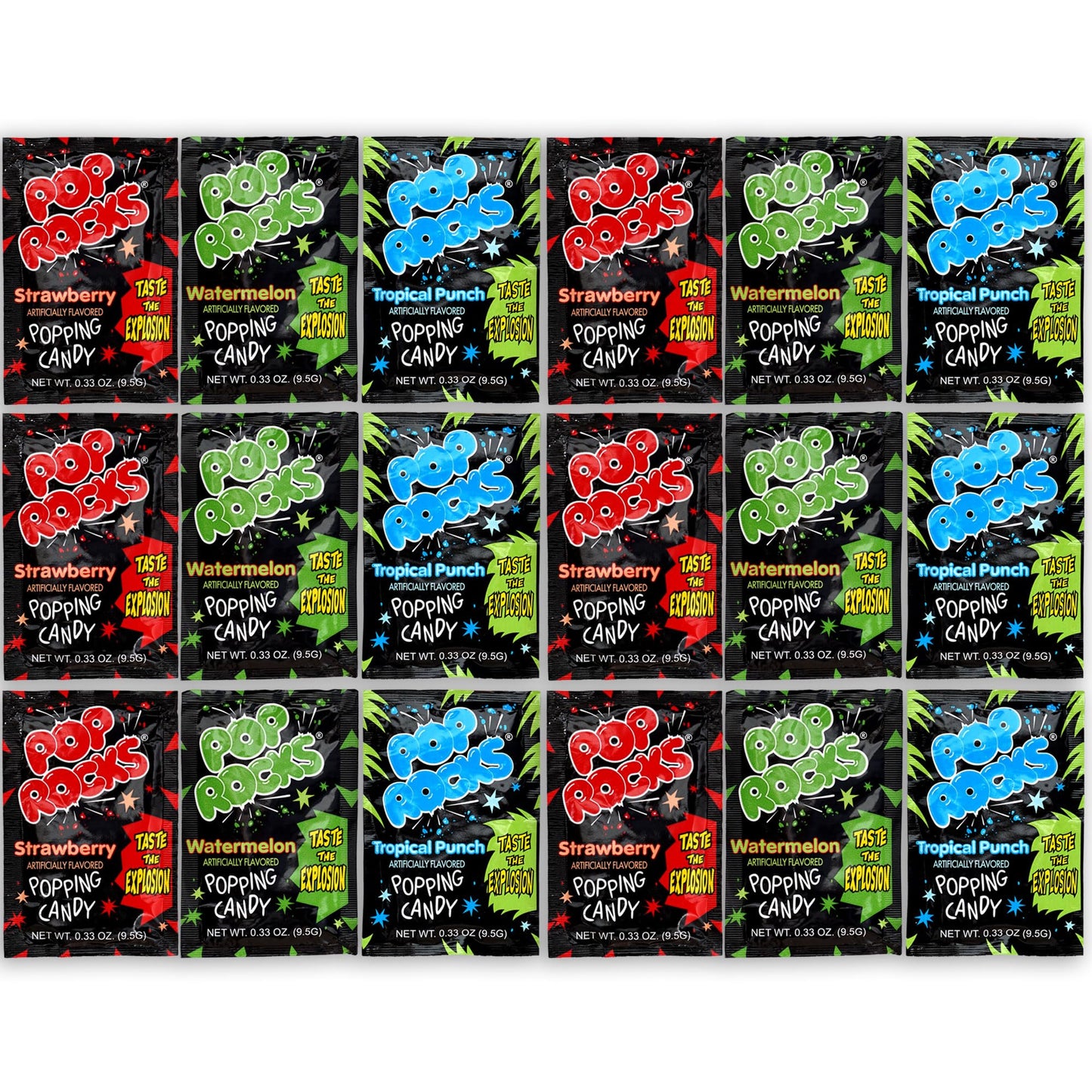 The Hampton Candy Company Pop Rocks Candy 9 Pack, 3 Flavors of Each - Watermelon, Strawberry, Tropical Punch