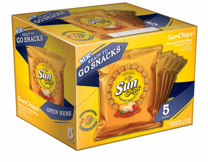 SunChips 100% Whole Grain Chips, Harvest Cheddar, 1 oz Bags, Pack of 40, No Artificial Flavors, Colors